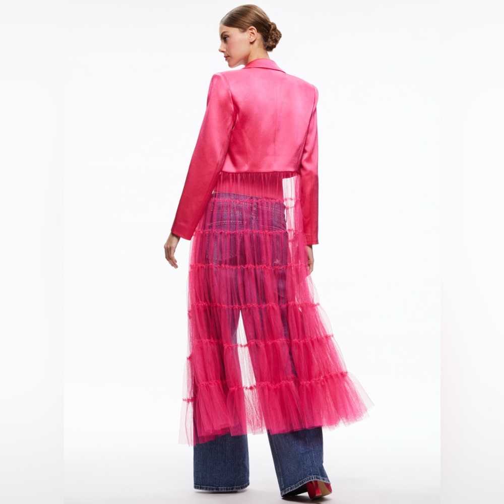 NWT Alice & Olivia Everly Tulle blazer candy pink sz sm - Picture 5 of 14